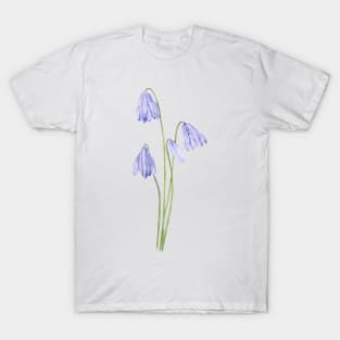 purple scilla siberica watercolor flowers T-Shirt